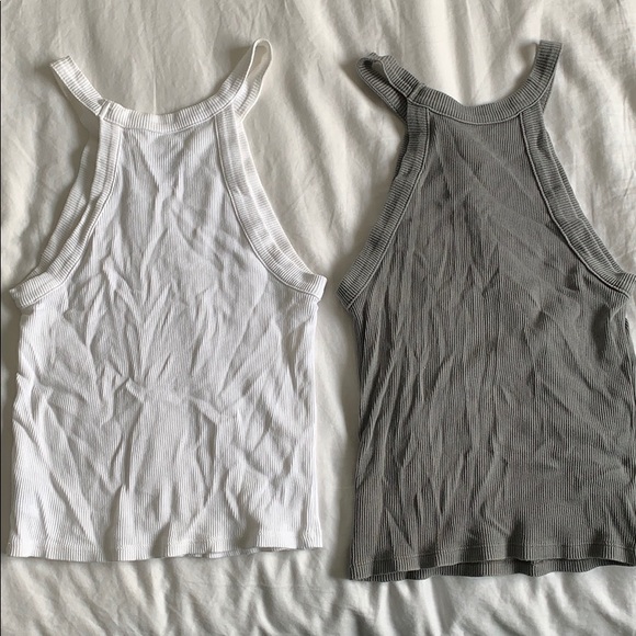 Grey and white high neck tank tops - Picture 2 of 2